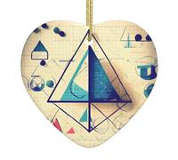 Décorations géométriques mathématiques Geek Calculus, décorations exquises en céramique en forme de cœur pour arbres de vacances ou maisons