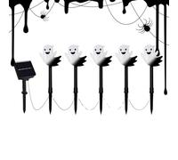 Décorations Halloween Piquet - Lot De 5 Piquets Solaires Fantômes - Décor Étanche Enseigne Fantôme Éclairage Halloween | Terrasse Porche