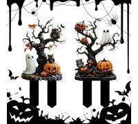 Décorations Halloween Piquets Extérieur - Piquets Décoratifs de Jardin pour Décorations d'halloween | Décor Extérieur Effrayant en Acrylique 2D pour Porche Terrasse Pelouse