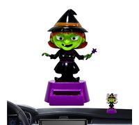Décorations Halloween pour tableau de bord de voiture, ornements tableau de bord sorcières, à énergie solaire pour usage intérieur et sur bureau, convient pour hommes et femmes