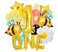 Décorations Happy 1st Bee Day Ballons en forme de marguerite So Sweet To Bee - Décorations de premier anniversaire amusantes pour abeille - Décoration pour fête prénatale de 1 an - Fournitures