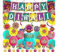 Décorations Happy Diwali,Bannière Happy Diwali,Di-wali Tourbillons Suspendus de Fête Lumières de India Hendu,ballons en latex décorations de gâteau di-wali