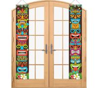 Décorations hawaïennes - Bannière pour porche tropical Moana, décorations pour totems tribales Tiki - Décoration murale pour porche, fenêtre et jardin, fournitures de fête Tiki