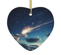 Décorations imprimées ciel étoilé météores étoilées, décorations exquises en céramique en forme de cœur pour arbres de vacances ou maisons
