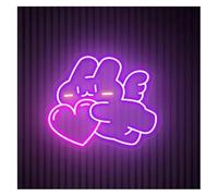 Décorations intérieures au néon D'Ambiance Apaisante Lampe Lapin Alimenté par avec Lumières Néon en Forme De Cœur, Mignon Ange Enseignes Au(A,40cmx40cm)