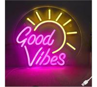 Décorations intérieures au néon Enseigne lumineuse LED « Good Vibes » décoration murale idéale une chambre fille fête ou tout autre événement 32,5×30cm