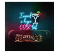Décorations intérieures au néon « J’ai besoin d’un énorme cocktail », enseigne lumineuse humoristique pour adultes, bar, 63 cm x 71(E)