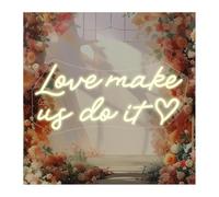 Décorations intérieures au néon Lampe lumineuse néon « L'amour nous pousse à le faire » pour la maison, fiançailles, demande en mariage, fête, 42x20cm(C)