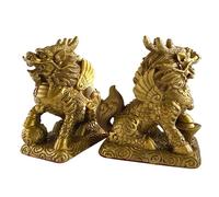 Décorations Licorne De Trésor De Protection En Cuivre, Une Paire De Bijoux Feng Shui De Bénédiction Pour La Maison Ou Le Bureau, Balançoire, Mascotte Pour La Maison