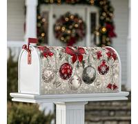 Décorations magnétiques pour boîte aux lettres de Noël, décoration de jardin, cour, 53,3 x 64,9 cm, rouge