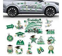 Décorations magnétiques pour porte de croisière | 16 pièces de décorations imperméables pour réfrigérateur | Décalques de voiture pour remise de diplôme 2026 - Aimants pour voiture, ordinateurs, fêtes