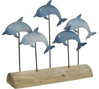 Décorations maritimes en métal "Dauphins sautants", Décoration de table Océan Flair, Sculpture maritime H24,5cm L32,5cm