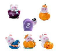 Décorations miniatures d'Halloween, figurines miniatures d'Halloween | Figurine de poupée décorative avec ornement de bibliothèque en résine | Décorations paysagères miniatures, maison enchanteresse