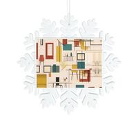 Décorations modernes en forme de flocon de neige du milieu du siècle - Ornements à suspendre pour sapin de Noël, Nouvel An