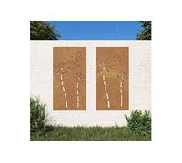 Vidaxl Décorations Murales De Jardin 2pcs 105x55 Cm Design De Fleur