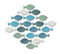 Décorations Murales De Poisson - Ensemble De Sculptures En Bois Rustique, Accents D'art Mural À Thème De L'océan Nautique | Style De Plage Ornements Muraux En Bois Avec Design De 20 Pièces Pour Le Mag