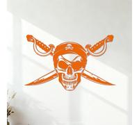 Décorations murales en vinyle Bandits des mers, symboles de pirates, crâne et os 35x57.6cm Peinture murale artistique Orange