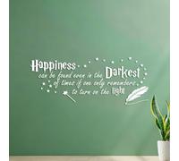 Décorations murales en vinyle Citation : On peut trouver le bonheur même dans les moments les plus sombres. 41.6x102cm Fourni avec un kit de film de transfert Blanc