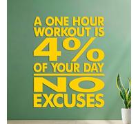 Décorations murales en vinyle Entraînement de musculation No Excuse Gymnastics nasium 42x54cm Culture du tatouage Jaune