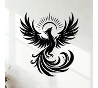 Décorations murales en vinyle Fichier silhouette Phoenix Rising 42x45.5cm Ne se décolle pas Noir