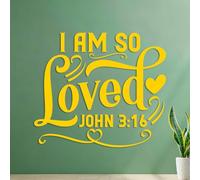Décorations murales en vinyle Je suis profondément aimé, Jean Bible, Écriture chrétienne 35x40.3cm Peinture murale artistique Jaune
