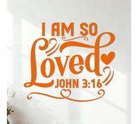 Décorations murales en vinyle Je suis profondément aimé, Jean Bible, Écriture chrétienne 42x48.4cm Embellissement mural Orange