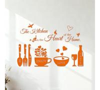 Décorations murales en vinyle La cuisine est le cœur de la maison. Mangez, savourez, aimez, goûtez 35x53.9cm Plusieurs tailles disponibles Orange