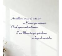 Décorations murales en vinyle Langue portugaise Meilleurs souvenirs Lieux Famille Amour Citations sur les souvenirs 35x62.9cm N'abîme pas le mur Bleu foncé