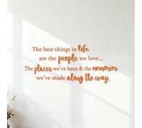 Décorations murales en vinyle Les meilleures choses de la vie sont les gens que nous aimons, les endroits que nous avons visités et les souvenirs. 40.8x98.6cm Culture du tatouage Orange
