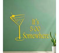 Décorations murales en vinyle L'heure du cocktail ! Il est cinq heures quelque part. Citation de Margarita M. 35x48.1cm Amovible sans laisser de colle Jaune