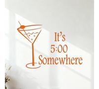 Décorations murales en vinyle L'heure du cocktail ! Il est cinq heures quelque part. Citation de Margarita M. 42x57.7cm Plusieurs tailles disponibles Orange