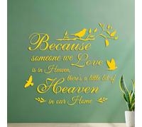 Décorations murales en vinyle Parce que nous aimons les gens Dans le paradis Arbre Famille Oiseaux amoureux Branches 35x39.1cm Ne se décolle pas Jaune