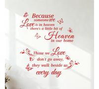 Décorations murales en vinyle Parce que quelqu'un que nous aimons est au ciel, il y a un peu de paradis dans notre maison. 42x45.9cm Auto-adhésif Rouge
