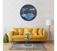 Décorations murales Flowing Sand Art, Moving Sand Art Wall Art Decor, Round Glass 3D Deep Sea Sandscape in Motion Display Flowing Sand Frame, Elaxing Desktop/Wall Home Office Work