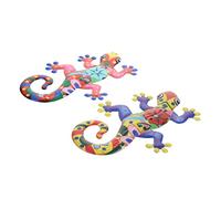 Décorations Murales Gecko en Fer 2 Pièces pour Extérieur