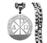 Decorations Nouveau 2024 Chi Rho χρ Constantine Cross Men en Acier Inoxydable Alpha Greek Alphabet S Jewelry Fashion Accessories Creative Gift, As Pic, Th05-24-DK3192 Beautiful