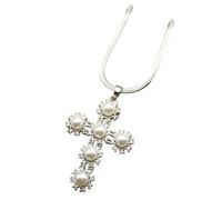 Decorations Nouveau 2026 Unisexe Clear Ringestone Imitation Pearls Cross Pender for Women Copper Color Jesus Charrms Decoration Jewelry Luxury with You Accessoires Trendy Hommes Beautiful