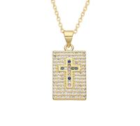 Decorations Nouveau 2026 Unisexe Gold Couleur Latin Cross Pendant Cubic Zirconia Jésus pour Femmes Chaîne clavicule Charrms Bijoux Faire des Accessoires de Bricolage Décoration Luxury Trentie