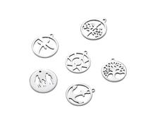 Decorations Nouveau 5pcs / Pack en Acier Inoxydable Rond Diverse Forme de charrm Pendants pour Bricolage Fait à la Main Beautiful