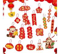 Décorations Nouvel An Chinois 2026 Cheval, Pendentifs de Charmes Mignons, Kit de 18 Pièces pour Décorations de la Fête du Printemps, pour Fournitures de Fête du Nouvel An Chinois, Maison, Prin