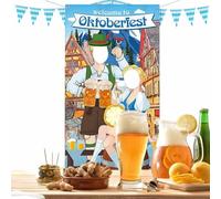 Décorations Oktoberfest en plein air - Bannière de fête Oktoberfest | Bannières blanches bleues de 32,8 pieds | Fournitures de fête à thème allemand | Fournitures de fête à thème allemand