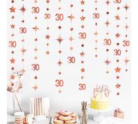 Décorations Or Rose pour 30e Anniversaire - Guirlande d'étoiles Scintillantes en Forme de Chiffre 30 - Guirlande d'étoiles Scintillantes à Suspendre - Bannière de Fond pour Elle Sale 30 Ans -