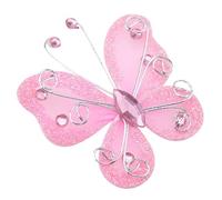 Décorations papillons en fil de fer et paillettes, 24 pièces, maille transparente, fournitures de loisirs créatifs pour la décoration de vêtements et de vêtements de fête, bleu, (Rose)