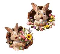 Décorations Pâques Lapin Fenêtre Adhésives - 2 Autocollants Adhésifs Colorés aux Motifs Avisuels | Décalcomanies De Toilettes Pour Les Fêtes Lapin Adhésifs | Pour Vitrine Miroir Salle de Bain École Ma