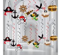 Décorations Pirate, 36 pièces Décorations Pirate, Décorations Pirate Rubans Anniversaire Enfant Chapeau Capitaine Pirate Crânes Perroquet Décorations Pirate Décorations Pirate Nautique Caraïbes