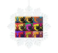 Décorations Pop Art Carlin Flocon de neige - Décoration de Noël d'hiver à suspendre pour sapin de Noël, panneaux de fête de mariage, décoration de table