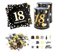 Décorations pour 18e anniversaire, 20 serviettes pour 18e anniversaire + 12 lanternes de décoration de table + 100 confettis, décorations de table « Happy 18th Birthday », fournitures de fête