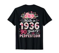 Décorations pour 90e Anniversaire de Femme Motif Floral T-Shirt