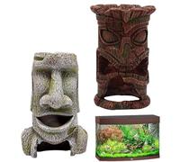 Décorations pour Aquarium - Sculpture d'aquarium en résine, décoration d'aquarium | Accessoires d'aménagement paysager au Design, Grotte de tête d'île de Pâques, Aquarium et abri pour Poissons