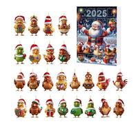 Décorations Pour Arbre De Noël | Décorations Accrochables 2D Animaux Acrylique | Calendrier 'Avent 2025 Comptage 24 Jours Pendentif Animal pour Fête Maison Voiture Arbre De Noël